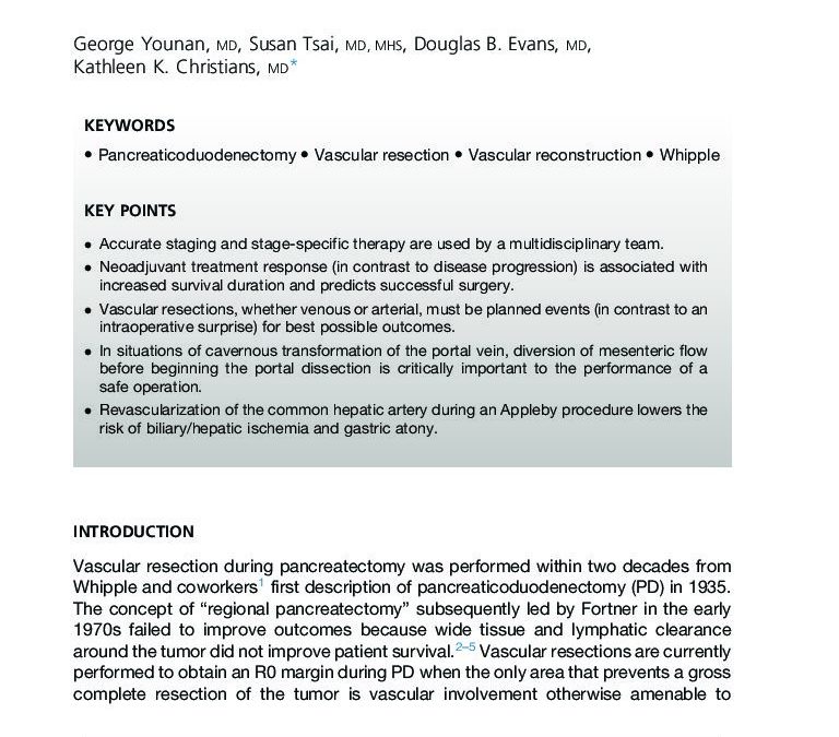 Techniques of Vascular Resection and Reconstruction in Pancreatic PDAC ...